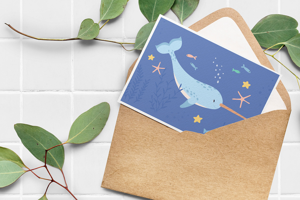 Cute narwhal or unicorn fish, an Animal Illustration by Good Studio (Photo 2 of 3)