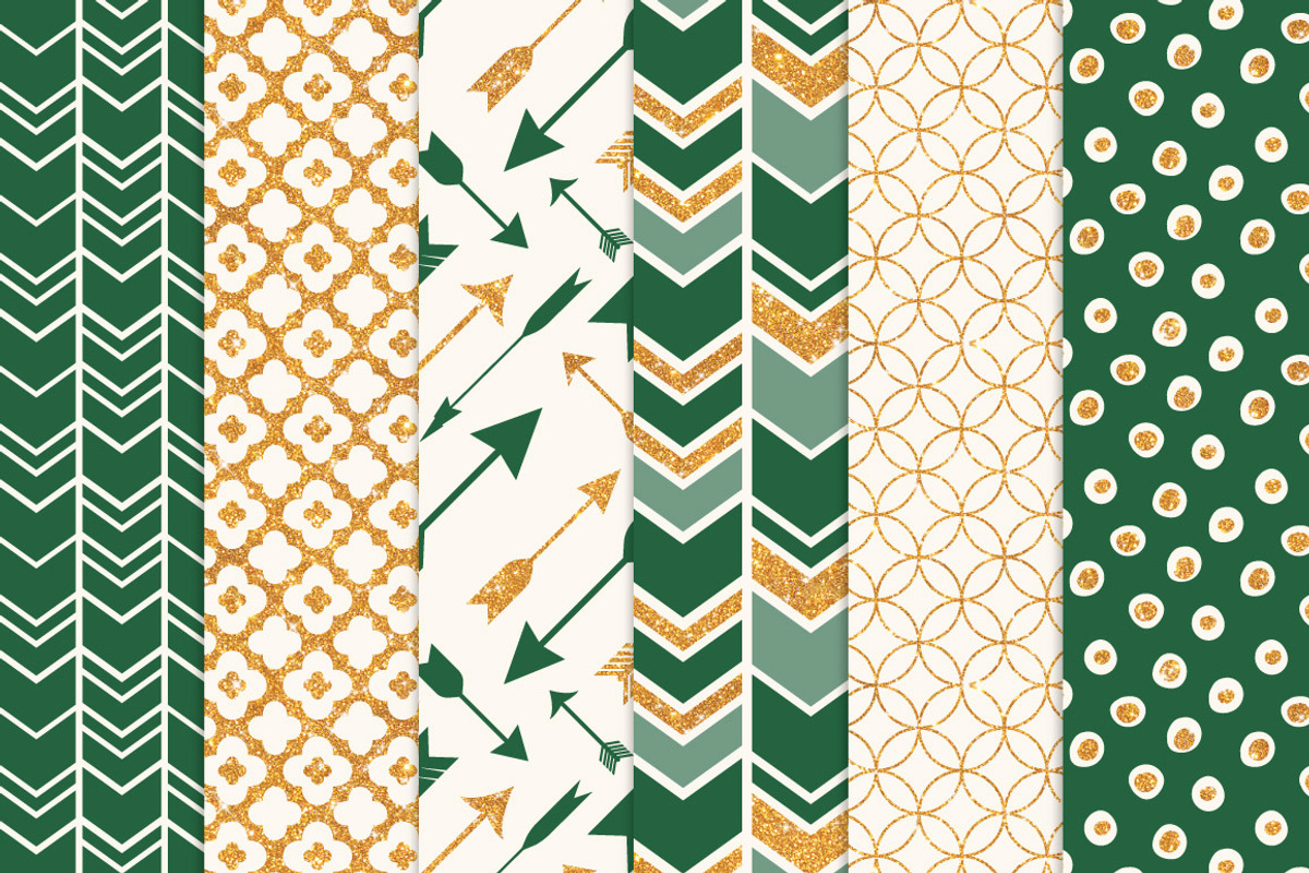 Emerald Green Glitter Digital Papers, a Pattern Graphic by Amanda Ilkov (Photo 3 of 3)