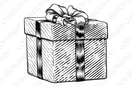 Christmas Gift Birthday Vintage, a Work Illustration by Christos Georghiou