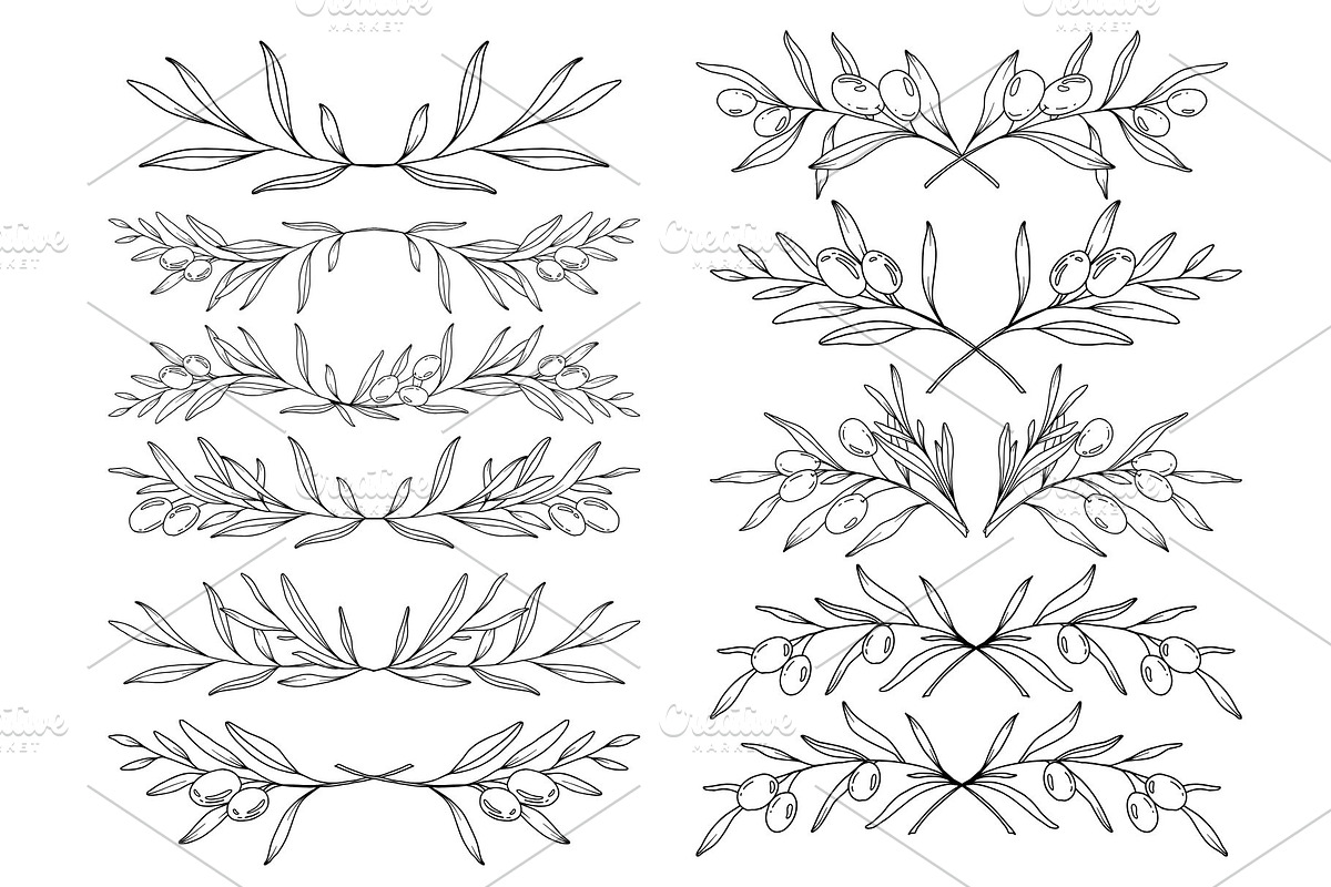 Olive Branch Line Art Clipart SVGs, a Decorative Illustration by Stellalunarts (Photo 9 of 12)