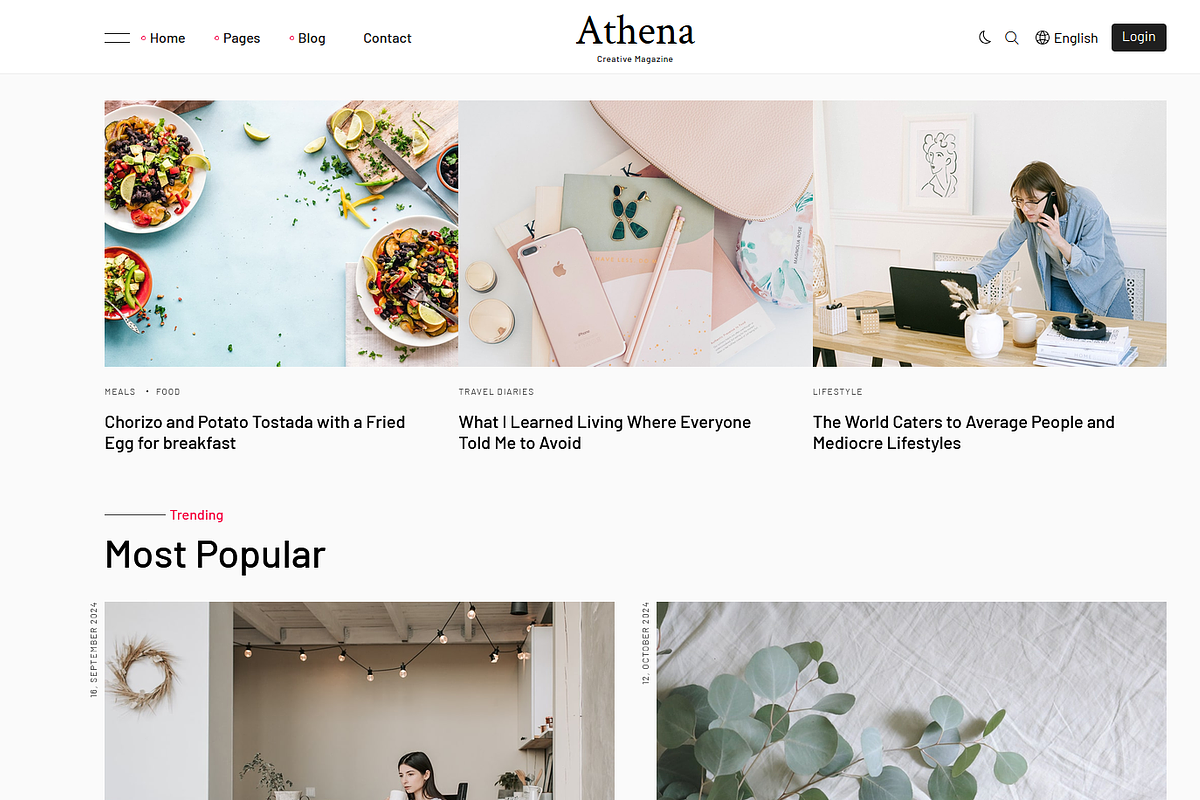 Athena- Minimal Blog NextJS Template, a React Template by AliThemes (Photo 2 of 4)