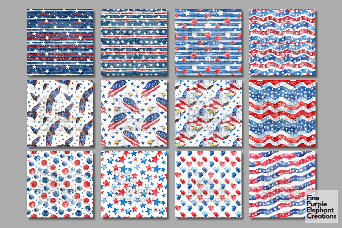 4th of July Watercolor Independence, a Pattern Graphic by Fine Purple Elephant (Photo 5 of 5)