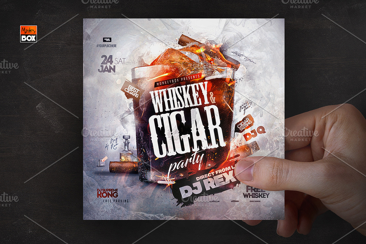 Cigar&Whiskey Party Flyer, a Flyer Template by MonkeyBOX (Photo 3 of 3)