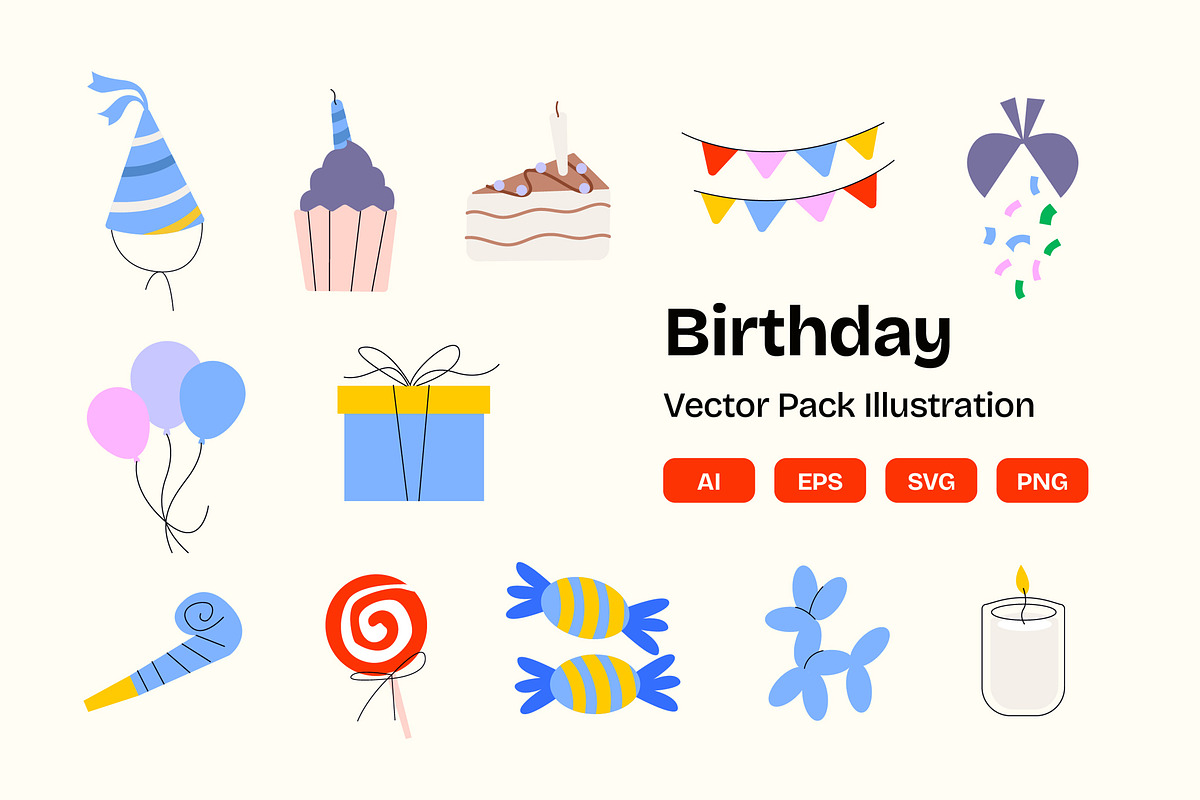 Birthday Illustration Collection, an Object Graphic by MikroType Std