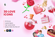 3D Love Icons, an Object 3D Model by Flat Icons (Thumbnail 1 of 8)