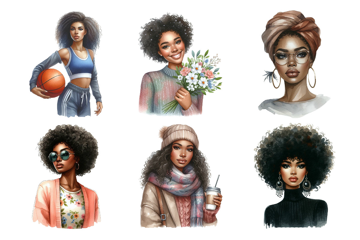 matching African  Women Clipart, an Illustration by Daily.Designs (Photo 4 of 4)