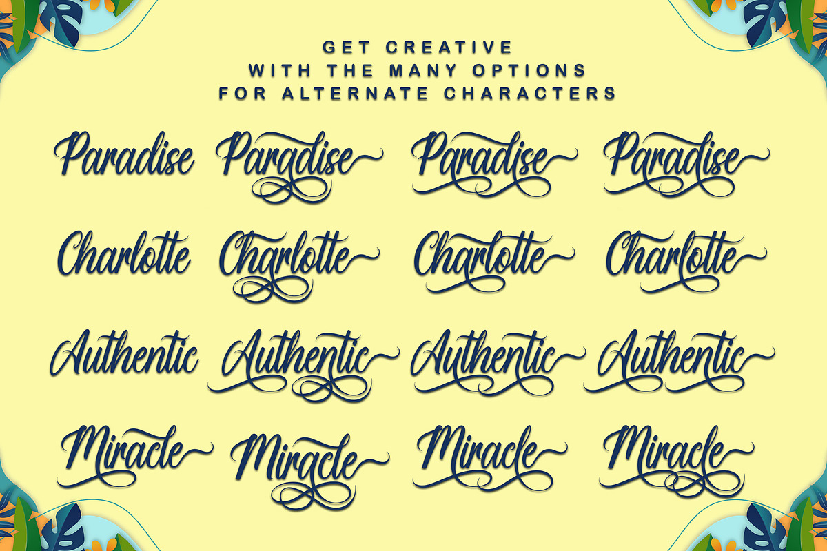 Paradise | Handwriting Calligraphy, a Handwritten Font by Aveni Letter Type (Photo 9 of 14)