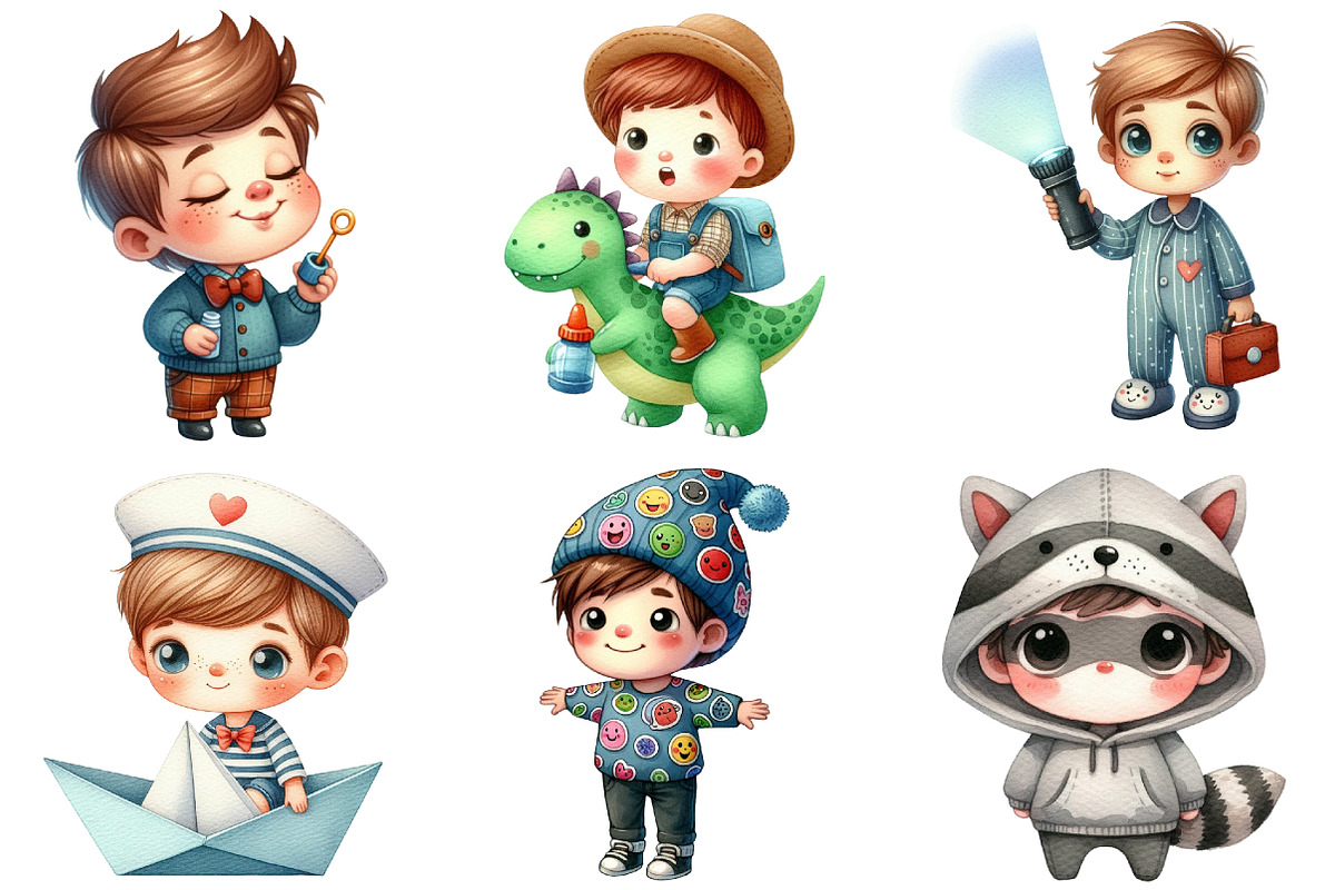 Quirky Little Boys Clipart Bundle, an Illustration by Daily.Designs (Photo 2 of 5)