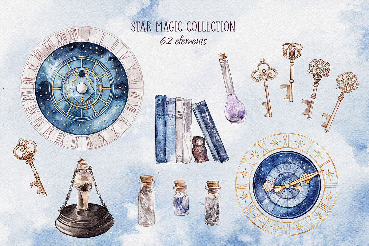 Star Magic Watercolor Collection, a Decorative Illustration by Yakovleva Margarita (Photo 8 of 11)