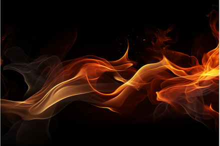 Fiery Flames on black background, an Abstract Photo by Ylivdesign