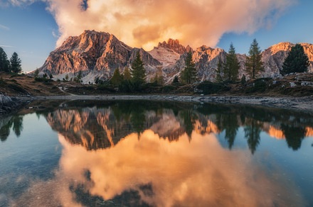 Sunset on lake limides web stock photo containing alpine and alps