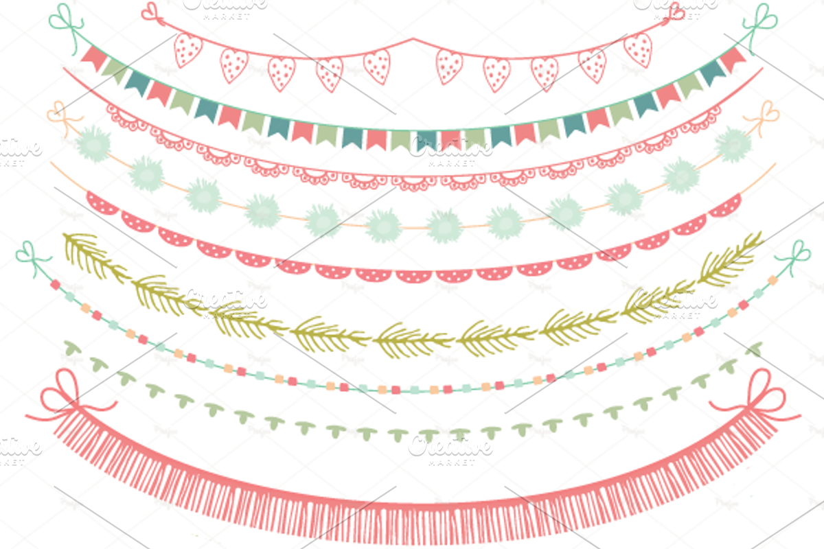21 Garlands in Vector and PNG, a Decorative Illustration by Pixejoo