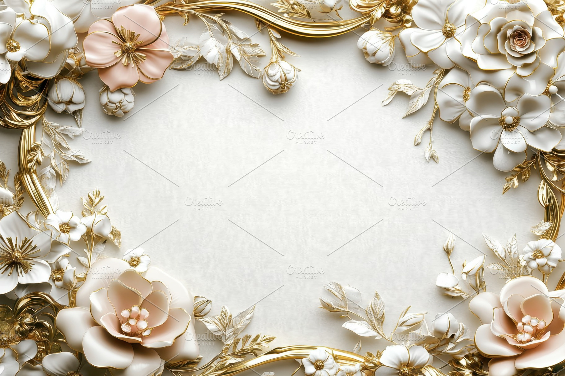 Decorative floral frame with intrica, a Photo by Tanuart