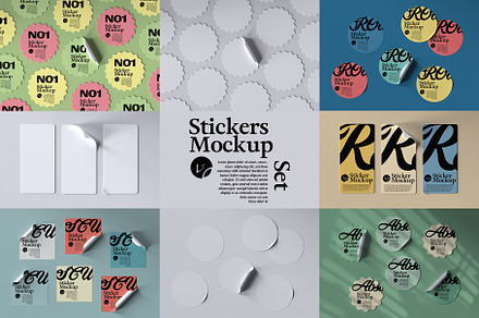 Stickers Mockup Set, an Advertising Mockup by Black Cat Studio