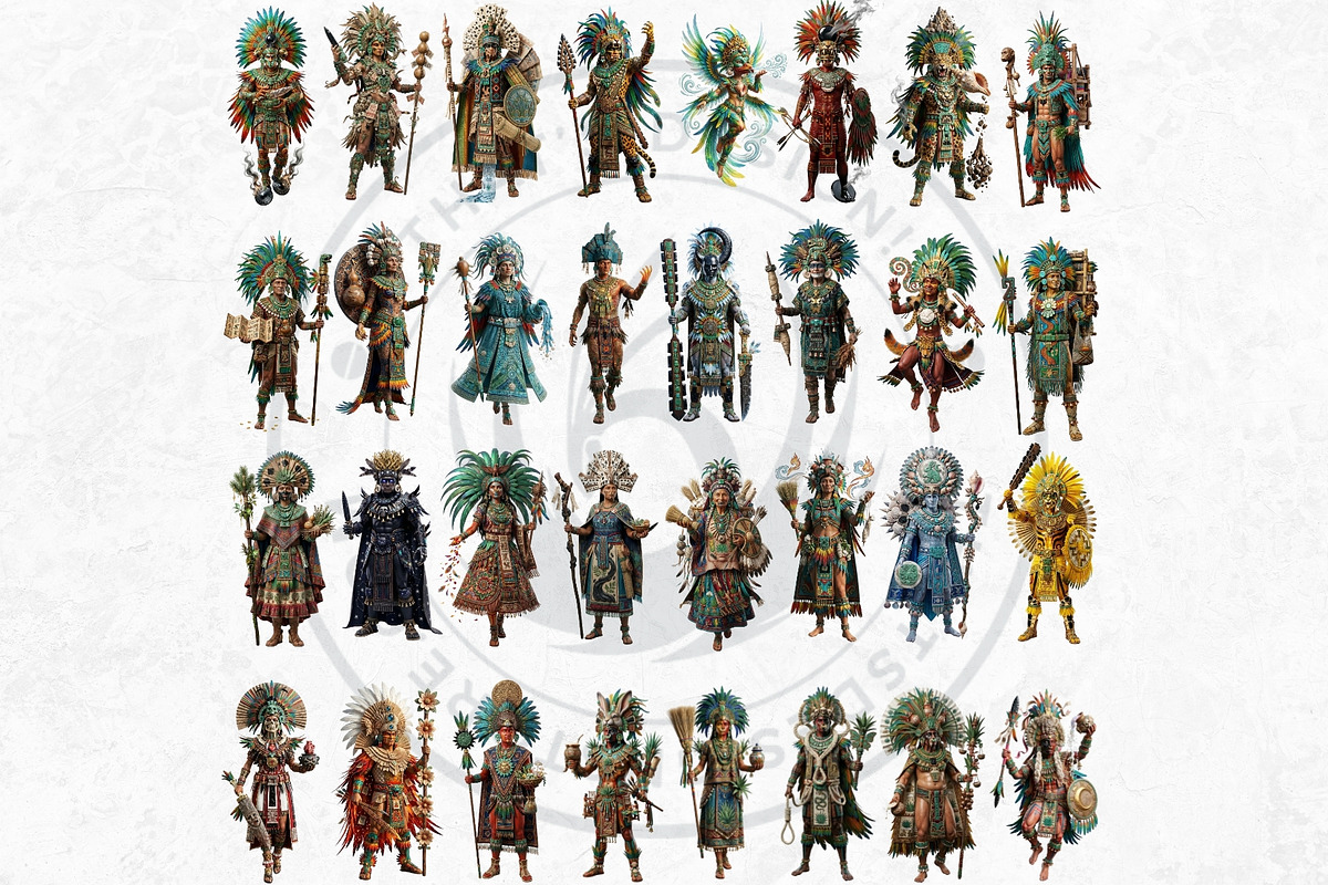 Aztec Deities Cliparts, a Person Illustration by ThatsDesignArt (Photo 6 of 15)