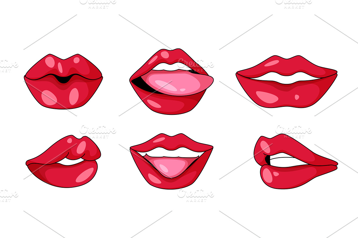 Glossy mouth collection with sexy, an Illustration by art PVP - market