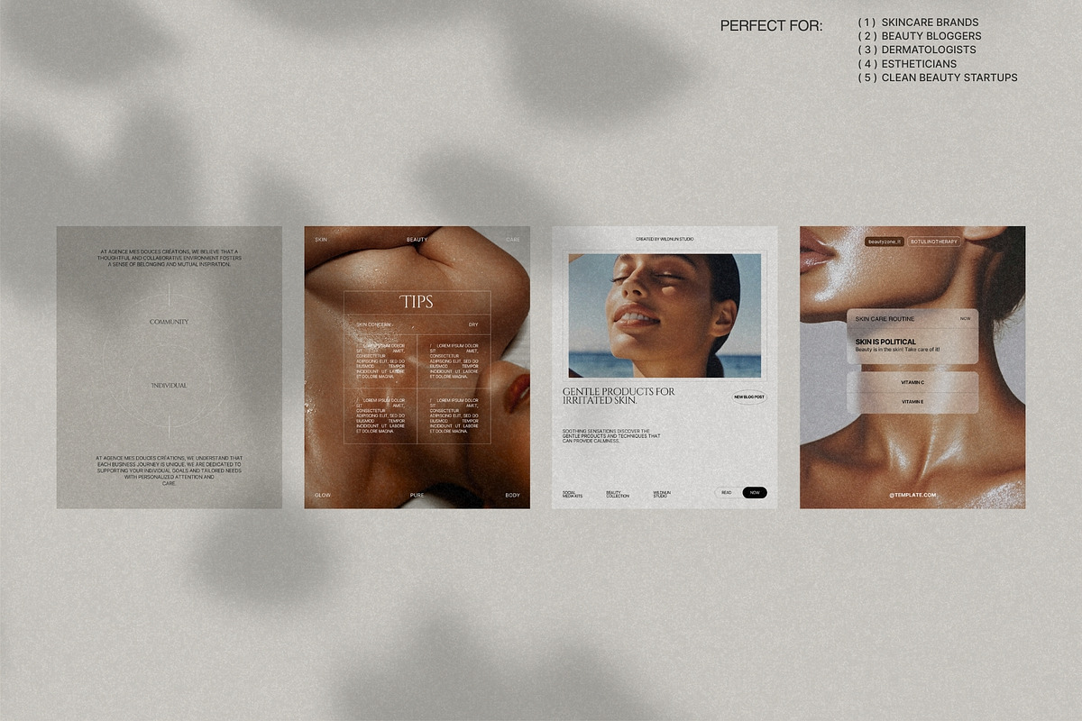 Minimal Skincare Canva Post Pack preview 2