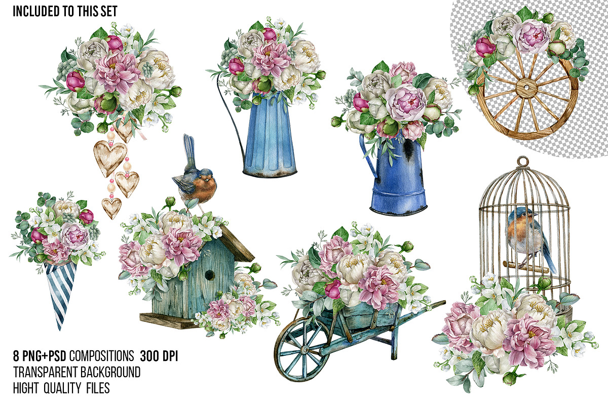 Watercolor spring flower bouquet, an Object Illustration by yana.fefelova (Photo 2 of 5)