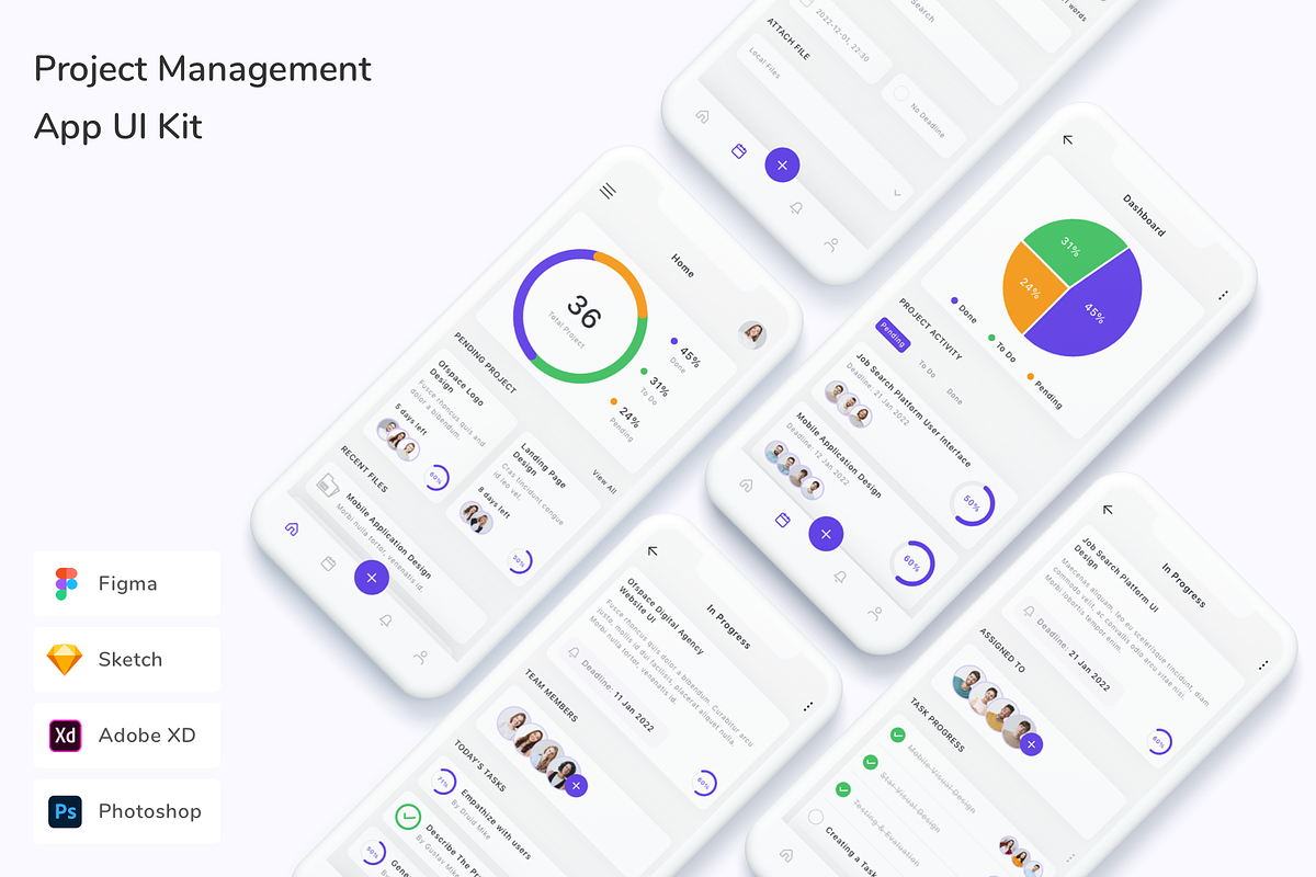 Project Management App UI Kit, an UI Kit Template by Betush