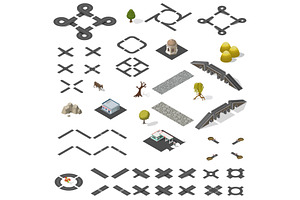 Road Map Kit isometric, a Transportation Illustration by piter.goskov