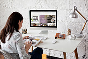 Woman using iMac - 12 photo mockups, a Household Mockup by show it better (Thumbnail 5 of 5)