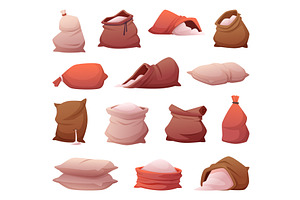 Flour. Full and empty harvester bags, a Food Illustration by Onyx