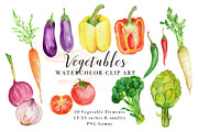 Vegetables Watercolor Clip Art, an Illustration by Art by Lin (Thumbnail 1 of 3)