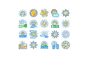 Sun sketch icons set representing, an Illustration by pikepicture
