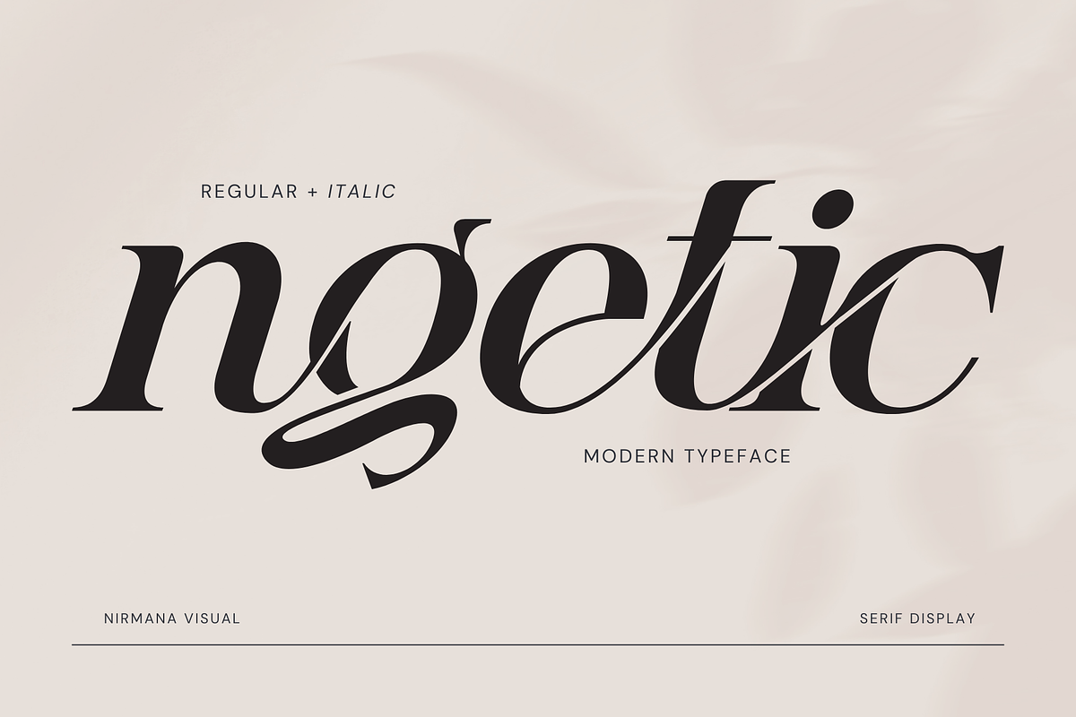 Ngetic Modern - Branding Logo Font, a Serif Font by Nirmana Visual (Photo 1 of 10)