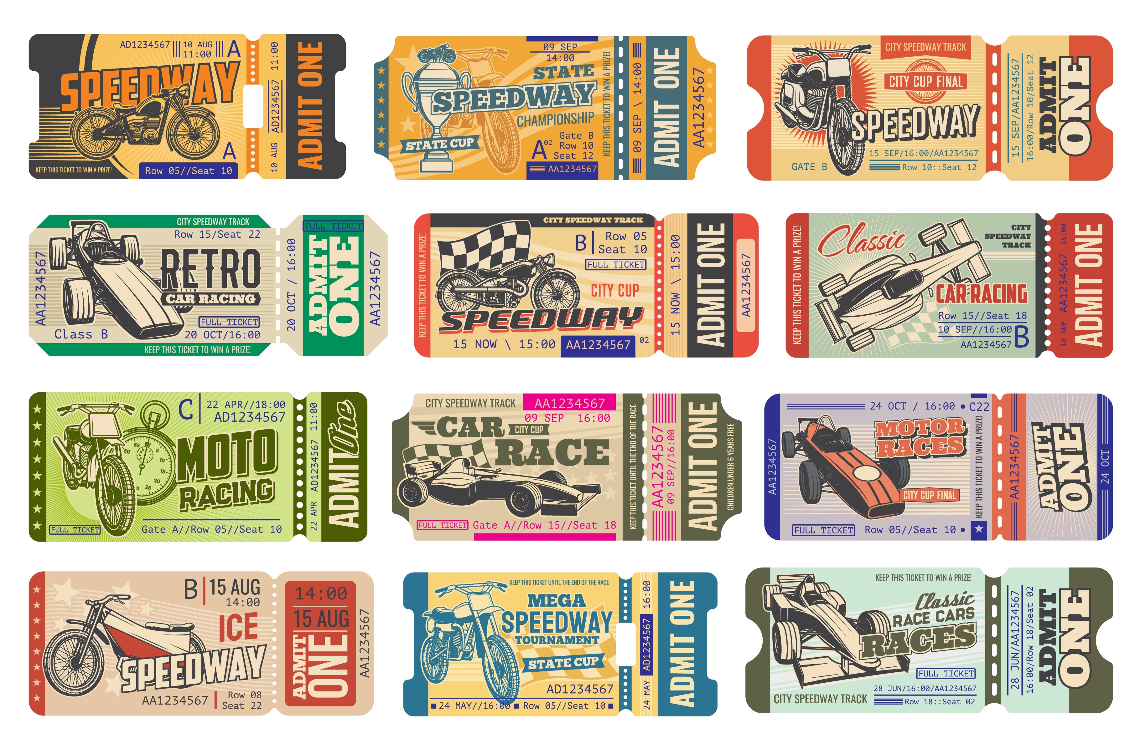 Speedway Motorsport Racing Tickets by Vector Tradition  Creative Market