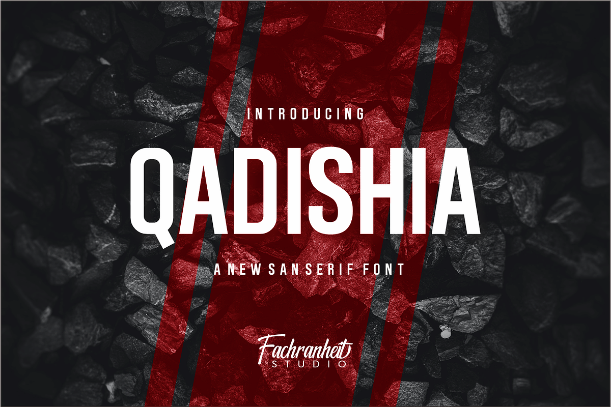Qadishia, a Sans Serif Font by Fachranheit Studio (Photo 1 of 12)