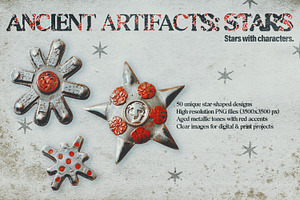 Ancient Artifacts: Stars (50 PNG), an Object Graphic by Megan Aili Designs