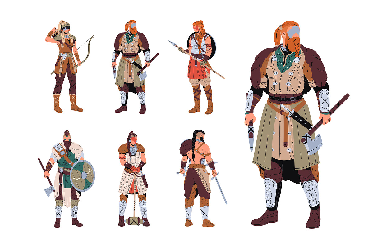 Vikings in armor with weapon set, a Person Illustration by PaperTrident (Photo 1 of 2)