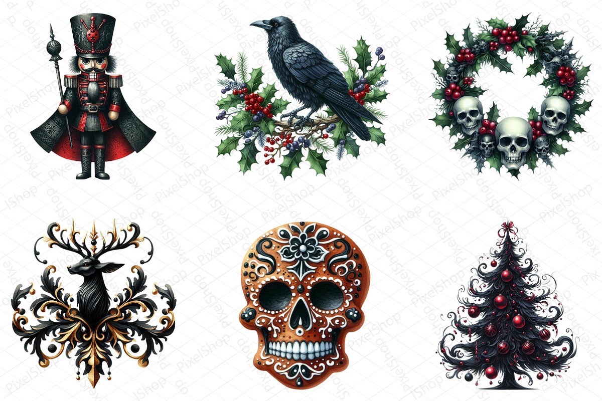 Gothic Christmas Day Clipart Bundle, an Illustration by DreamPrint404 (Photo 6 of 6)