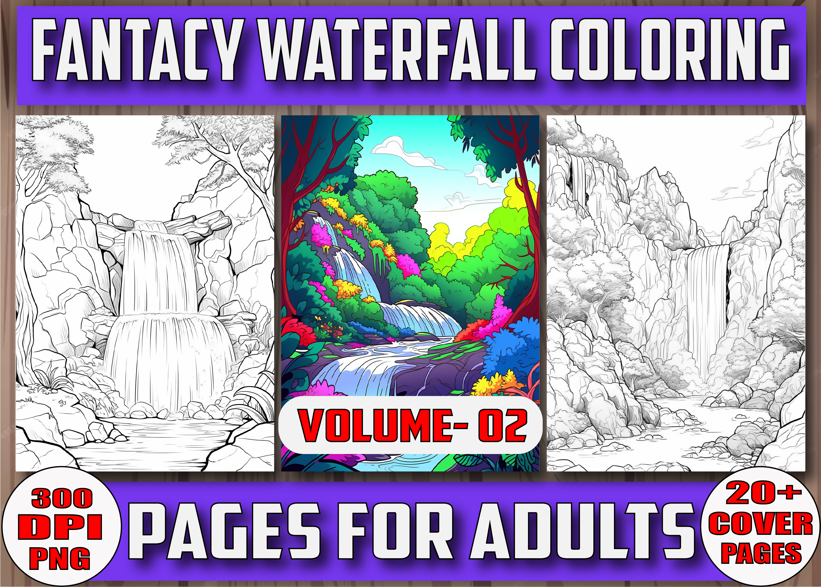 Fantacy Waterfall Coloring Pages V 2, a Seasonal Illustration by Daisy ...