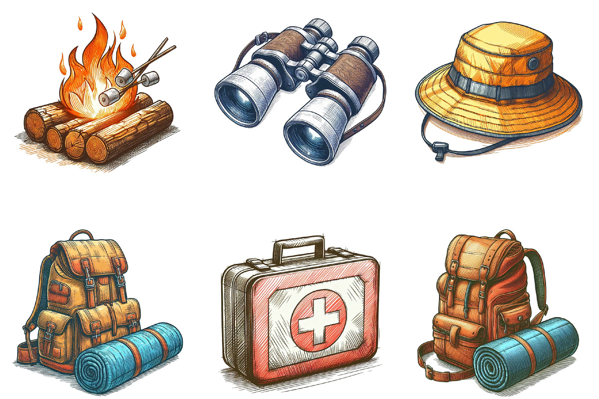 Summer Camping Gears Clipart, an Illustration by SinaCreation (Photo 3 of 5)