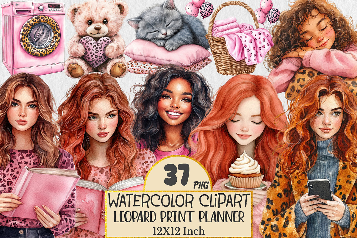 Leopard Print Planner Clipart, a Seasonal Illustration by Rose Art (Photo 1 of 4)