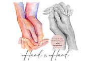 Hand in Hand Color & Grayscale PNG, a Person Illustration by EkaterinaViArt (Thumbnail 1 of 6)