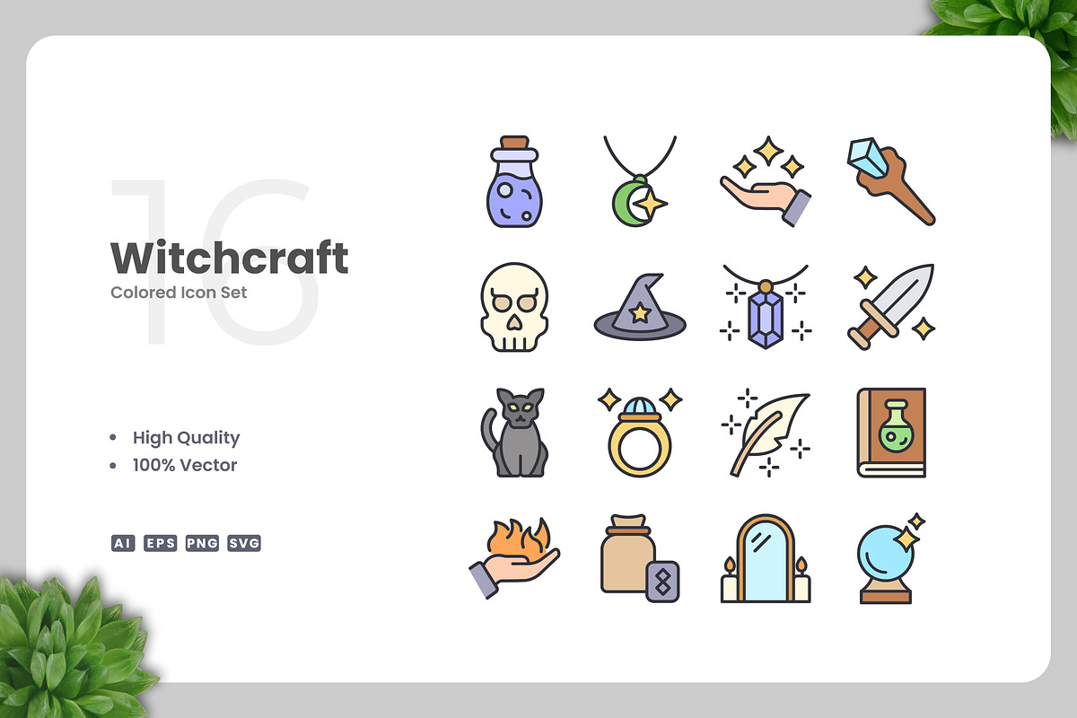 Witchcraft Colored Icons, an Icon by Upnowgraphic