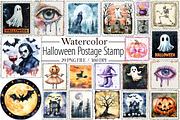 Halloween Postage Stamp Clipart, an Illustration by Libby Wishes (Thumbnail 1 of 6)