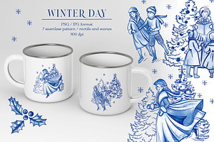 Winter Day Seamless Patterns Clipart