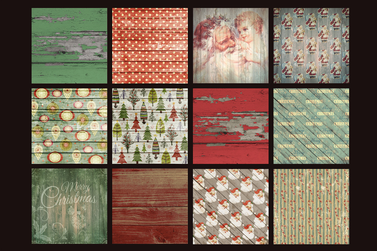 Vintage Christmas backgrounds, a Pattern Graphic by Paper Farms (Photo 2 of 2)