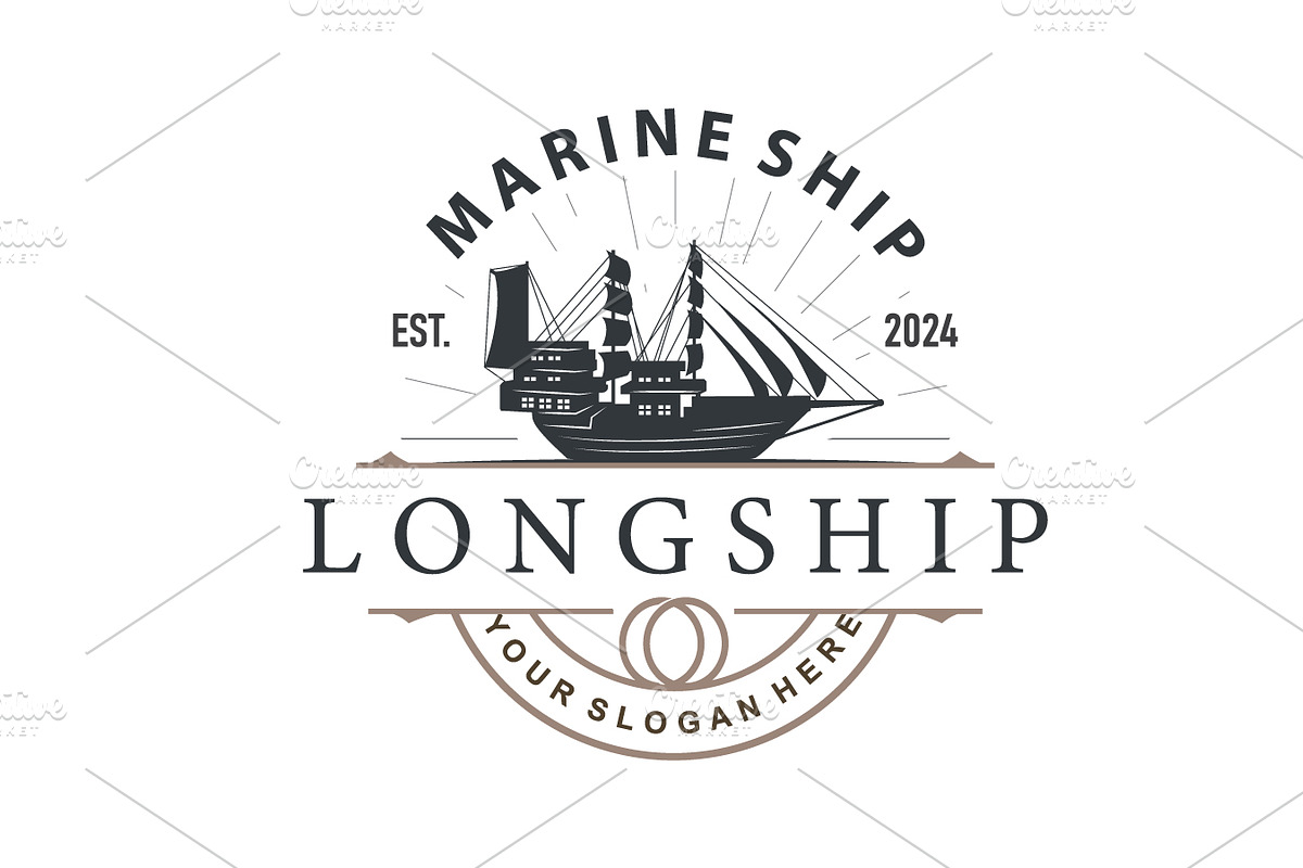 vintage viking longship warship logo, a Branding & Logo Template by Maylianaw28