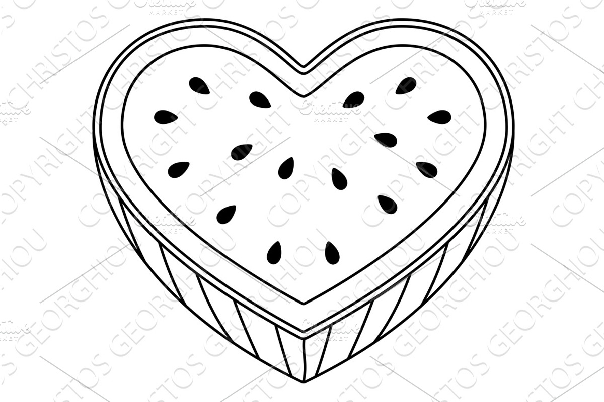 Love of Watermelon Heart Shaped, a Food Illustration by Christos Georghiou
