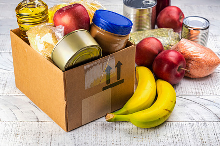 Food donation box featuring food, donate, and drive, a Food & Drink Photo by Ekaterina_Markelova
