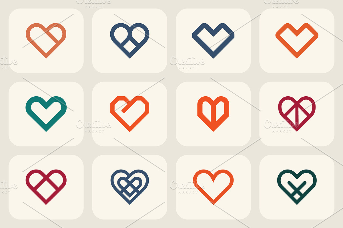 Minimalist Heart Logo Icon Set, a Branding & Logo Template by Vectorium Studio (Photo 1 of 2)
