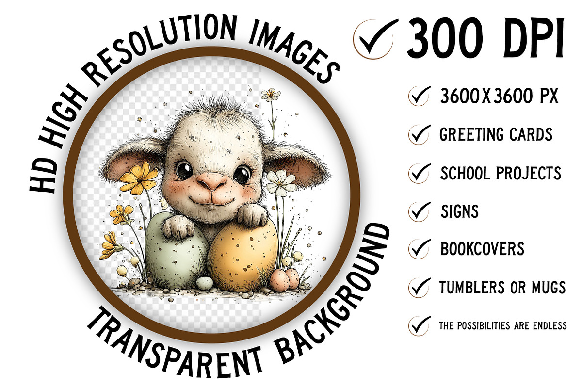 Whimsical Easter Farm Animal Clipart, an Illustration by Craft Nest (Photo 3 of 11)