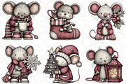 Quirky Christmas Mouse Clipart, an Illustration by Black Bird Studio (Thumbnail 3 of 6)
