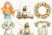 Watercolor Little Fisherman Clipart, a Person Illustration by SparkyDesignsUS (Thumbnail 5 of 8)