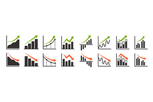 Up and down graph icons. Arrow, a Finance Illustration by winwin.art